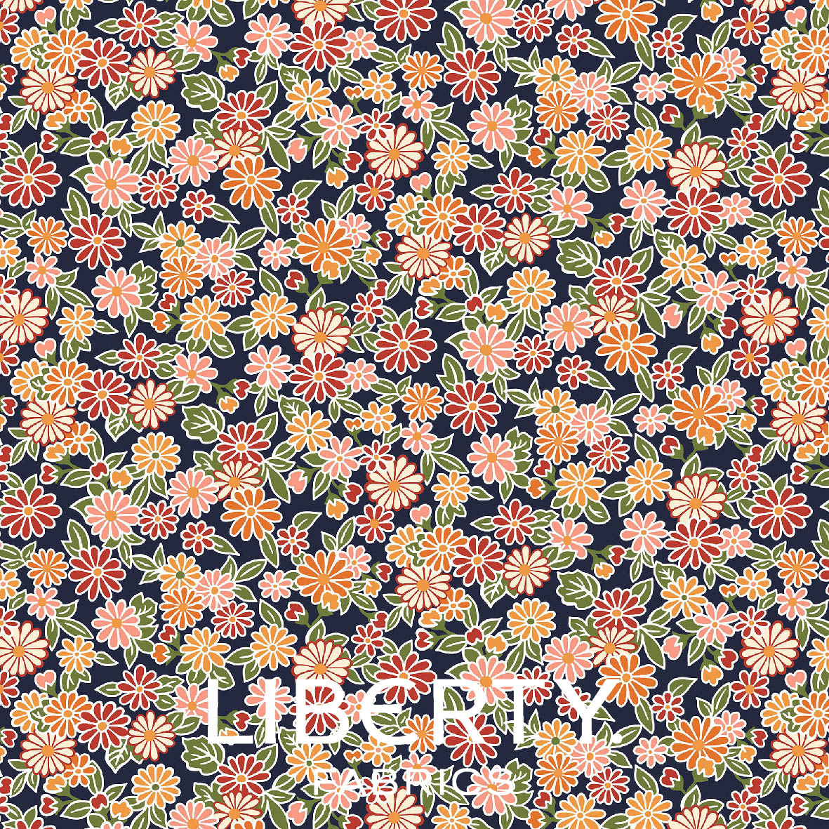 Arthur's Garden Charming Chrysathemums (blå bund) Liberty Fabric fat quarter