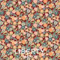 Arthur's Garden Charming Chrysathemums (rustrød bund) Liberty Fabric