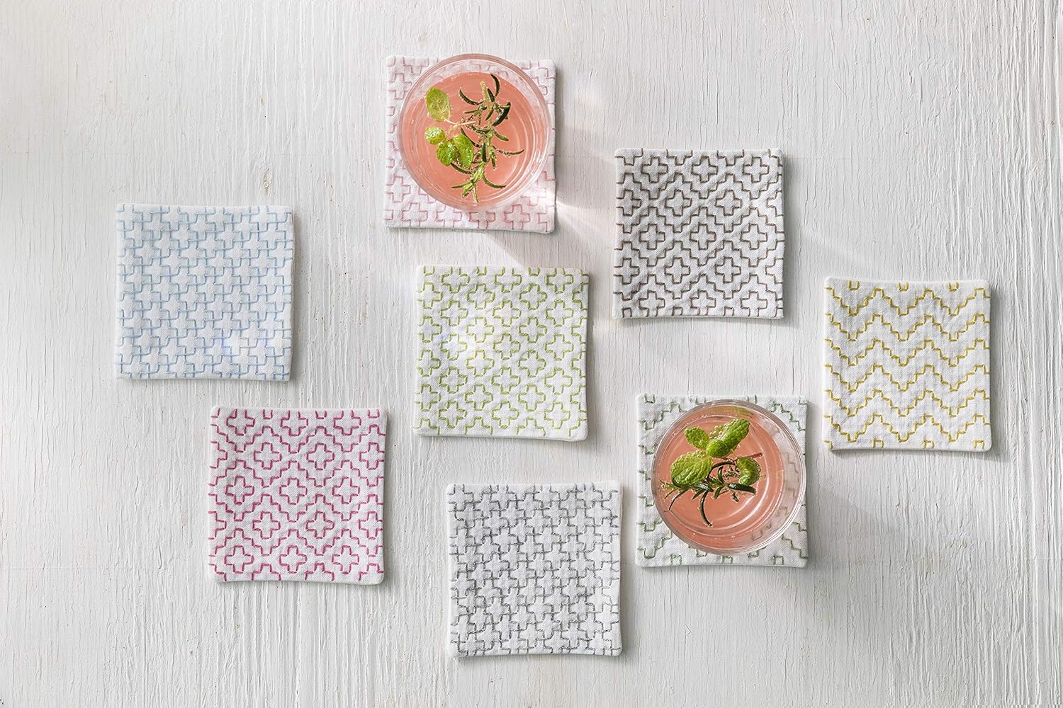 Sashiko Hidamari Coaster No 4 4 stk (Flere farver)