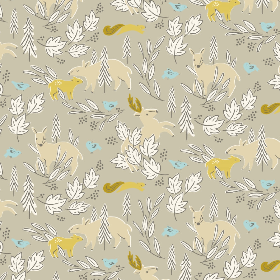 Trail Friends Taupe Gideon Creek Cloud9 Fabrics