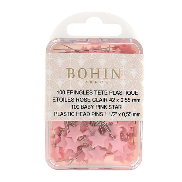 Bohin Knappenåle Pink star (100 stk)