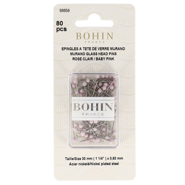 Bohin Murano glas knappenåle – Baby Pink