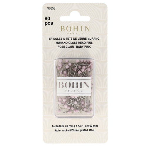 Bohin Murano glas knappenåle – Baby Pink