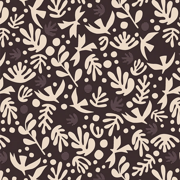 Boho Birds Truffle 305 Duval by Suzy Quilts fat quarter