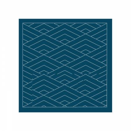 Sashiko sampler Hisshi Seikaiha blå