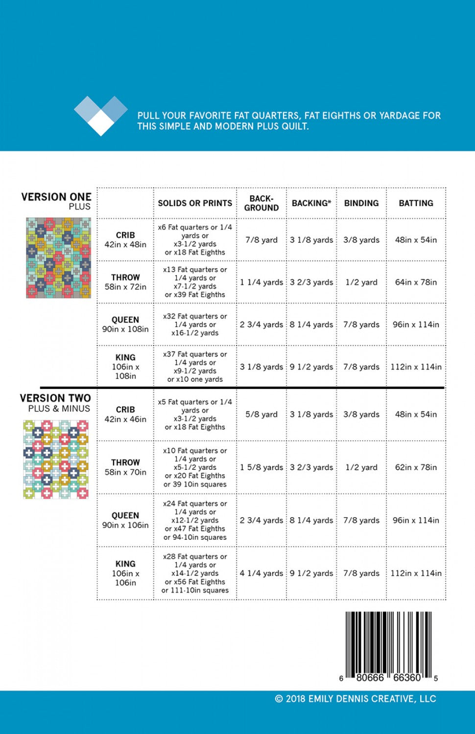 Plus and Minus Quilt (trykt mønster)