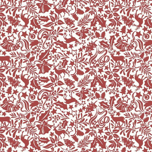 Enchanted Forrest Red Woodland Christmas Liberty fat quarter
